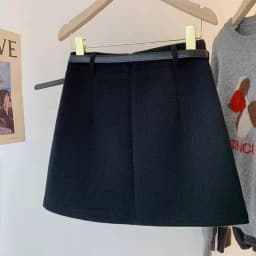 Korean Fashion Office Lady Mini Skirts Elegant Zipper High Waist with Belt Woolen Skirts Female Autumn Winter Thick Short Skirt