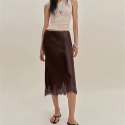 Womens Elegant Midi Skirts Summer High Waist Lace Satin Trumpet Skirt Woman Luxury Slim Korean Fashion Lace Patchwork Skirts