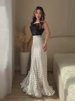 Polka Dot Women ‘s Skirt Elegant High Waist Ruched Ruffle Hem Mermaid Long Skirt Female 2026 Summer Casual Party Streetwears