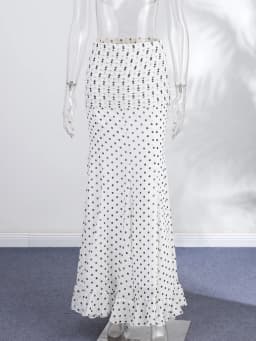 Polka Dot Women ‘s Skirt Elegant High Waist Ruched Ruffle Hem Mermaid Long Skirt Female 2026 Summer Casual Party Streetwears