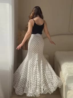 Polka Dot Women ‘s Skirt Elegant High Waist Ruched Ruffle Hem Mermaid Long Skirt Female 2026 Summer Casual Party Streetwears