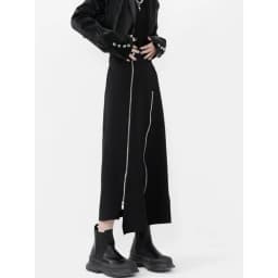 Harajuku Long Skirt Women Black High Waist A-line Zipper Split Irregular Japanese Fashion Midi Autumn Streetwear