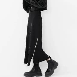 Harajuku Long Skirt Women Black High Waist A-line Zipper Split Irregular Japanese Fashion Midi Autumn Streetwear