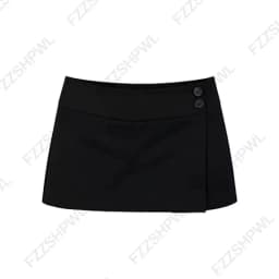 Y2K Aesthetic Punk Pleated Mini Skirt Women High Waist Button Detail Preppy Style Skirt Summer Minimalist Sweet Emo Girl Skirts