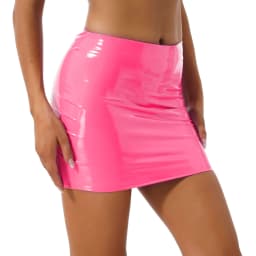 Women Pencil Skirt Wet Look Latex Skirt Patent Leather Elastic Waistband Miniskirt Solid Color Sexy Shiny Skirts Glossy Clubwear