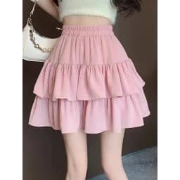 Cute Tiered Ruffle Skirt Women's Flounced A-line Puffy Short Skirts Stretchy High-Waist Mini Skirt Babes Korean Fashion Clothing