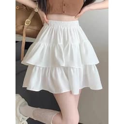 Cute Tiered Ruffle Skirt Women's Flounced A-line Puffy Short Skirts Stretchy High-Waist Mini Skirt Babes Korean Fashion Clothing