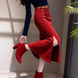 French purple corduroy hip skirt women's autumn and winter straight good-looking split-ended chenille long skirt