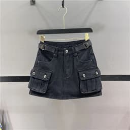 Neploe Vintage Army Green Denim Skirt for Women 2026 Summer New Bodycon A-line Skirts Y2k High Waist Pocket Faldas Mujer