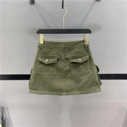 Neploe Vintage Army Green Denim Skirt for Women 2026 Summer New Bodycon A-line Skirts Y2k High Waist Pocket Faldas Mujer