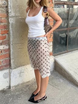 Sexy Polka Dot Sequin Midi Skirt Women Ruched Lace Patchwork Elastic Waist Bodycon Pencil Skirts Lady Party Dating Glitter Wear