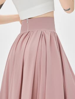 Solid Color Suit Skirt High Waist Medium Length Pleated Skirt Fashionable Versatile A-line Umbrella Skirt Spring Summer New