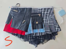 DEAT Women's Denim Skirt High Waist Pu Leather Patchwork Plaid Irregular Wrap Hip Mini Skirts 2026 Summer New Fashion 29L7565