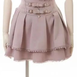 Sweet Kawaii Gothic Lolita Skirt Women Lace Ruffle High Waist Tiered Skirt with Bow Pearl Chain Decor Cute A-line Mini Skirt