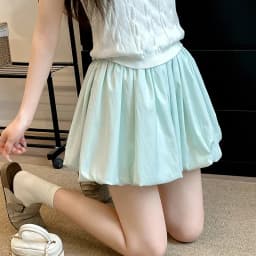 Women's Mini Skirt High Waist A-Line Slimming Summer Skirt with Built-in Shorts for Petite, Pleated Puff Hem Pink
