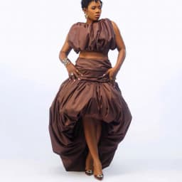 Custom Brown High Low Skirt African Pleated Satin Evening Party Skirts Coco Ruffles Bubble Skirt Aso Ebi Style Birthday Skirt