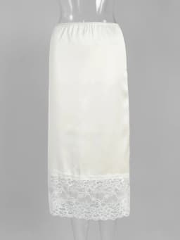 Tossy White Casual Lace Long Skirt For Women Slim High Waist Patchwork Elegant Commute Clothes Summer 2025 Female Maxi Skirt New