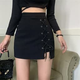Xpqbb Gothic High Waist Black Mini Skirts Women Sexy Tight Bandage Bag Hip Short Skirt Woman Korean Slim Fit Zipper A Line Skirt