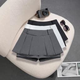 2026 Spring New Design Gray Pleated Mini Skirt