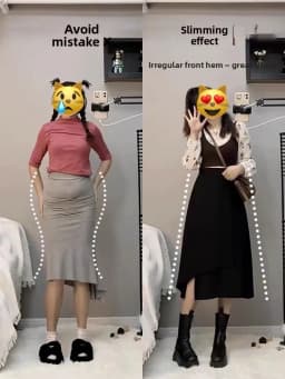 High Waist A-Line Skirt Asymmetric Suiting Women's Summer plus Size Pear Shape Body Covering Midi Skirt Korean Style Pure Color