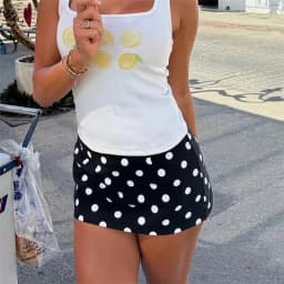 Women Y2K Polka Dot Mini Skirt Sexy Low Rise Bodycon Short Skort 90s Vintage Slim Fit Pencil Skirt Party Clubwear
