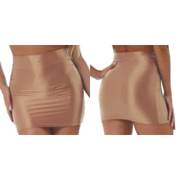 Womens Ladies Pencil Skirt Glossy Rave Party Clubwear Fashion Stretchy Casual Solid Color High Waist Bodycon Mini Skirts