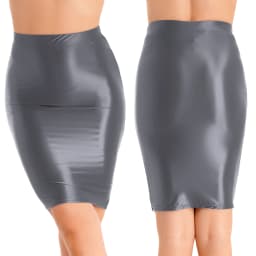 Womens Ladies Pencil Skirt Glossy Rave Party Clubwear Fashion Stretchy Casual Solid Color High Waist Bodycon Mini Skirts