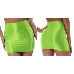 Womens Ladies Pencil Skirt Glossy Rave Party Clubwear Fashion Stretchy Casual Solid Color High Waist Bodycon Mini Skirts