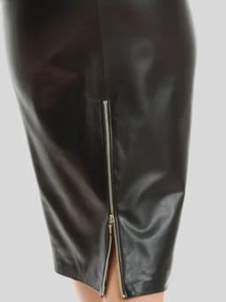 High Waist Stretch PU Mid Skirts Women Four Zip Matte Leather Knee Length Skirts Ladies Back Hem Split Pencil Skirts Custom New