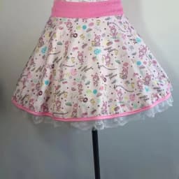 Japanese Mini Skirt Women Sweet Kawaii Cartoon Anime Print Lolita Skirt Cute A-line Lace Patchwork Skirts Y2k Harajuku Clothes