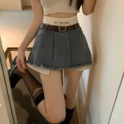 Gidyq Women High Waist Denim Skirts Summer Korean Fashion Patchwork Mini Skirts Streetwear Female Casual Tassels Jeans Skirts