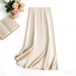 2026 Women's Early Spring New Heavy 100% Natural Mulberry Silk Satin Solid Slant Cutting Slimming Bag Hip Fishtail Skirt