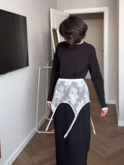 High Waist Lace Trim Butt Flap Women Sexy Skirt Extender Sheer Hollow Out Floral Layering Bottom With Waistband Ladies Partywear