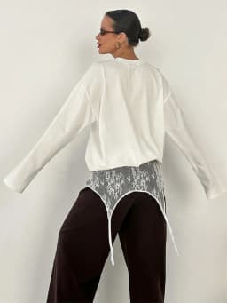 High Waist Lace Trim Butt Flap Women Sexy Skirt Extender Sheer Hollow Out Floral Layering Bottom With Waistband Ladies Partywear