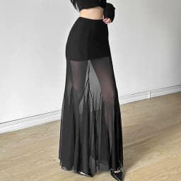 Sylcue 2024 Spring New Black Mysterious Sexy Hot All-match Trendy Personalized Women's Perspective Thin Skirt