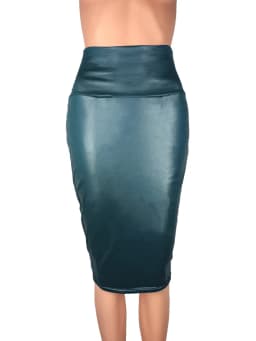 Matte PU Imitation Leather Midi Skirt Women High-waist Bodycon Slim Long Skirts Vintage Office Lady Pencil Skirt Club Party