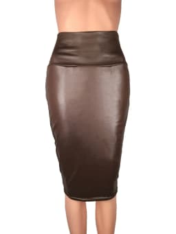 Matte PU Imitation Leather Midi Skirt Women High-waist Bodycon Slim Long Skirts Vintage Office Lady Pencil Skirt Club Party