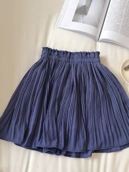 Solid Chiffon Summer Shorts Skirt Women 2025 Fashion Korean Elastic Waist Pleated Mini Skirt Casual Beach Faldas Saias