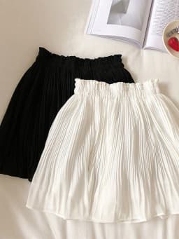 Solid Chiffon Summer Shorts Skirt Women 2025 Fashion Korean Elastic Waist Pleated Mini Skirt Casual Beach Faldas Saias