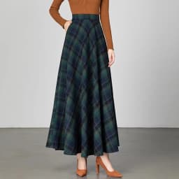 New Women Thick Woolen Skirt Autumn Winter Fashion Elastic High Waist A-Line Long Plaid Skirt Elegant Easy Match Wool Skirt