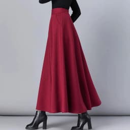 New Women Thick Woolen Skirt Autumn Winter Fashion Elastic High Waist A-Line Long Plaid Skirt Elegant Easy Match Wool Skirt
