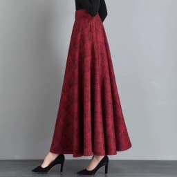 New Women Thick Woolen Skirt Autumn Winter Fashion Elastic High Waist A-Line Long Plaid Skirt Elegant Easy Match Wool Skirt