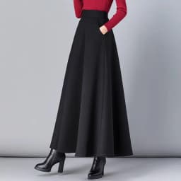 New Women Thick Woolen Skirt Autumn Winter Fashion Elastic High Waist A-Line Long Plaid Skirt Elegant Easy Match Wool Skirt