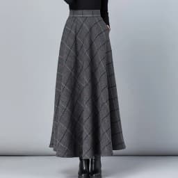 New Women Thick Woolen Skirt Autumn Winter Fashion Elastic High Waist A-Line Long Plaid Skirt Elegant Easy Match Wool Skirt