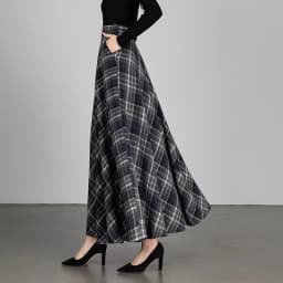 New Women Thick Woolen Skirt Autumn Winter Fashion Elastic High Waist A-Line Long Plaid Skirt Elegant Easy Match Wool Skirt