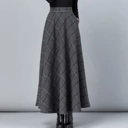 New Women Thick Woolen Skirt Autumn Winter Fashion Elastic High Waist A-Line Long Plaid Skirt Elegant Easy Match Wool Skirt