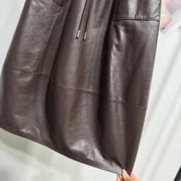 High Fashion Leather Bud Skirt for Women Spring Female 100% Leather Drawstring Waist Pocket Long Tulip Skirt Harajuku Jupe Femme