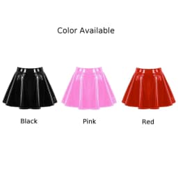 Women's A Line Skirt Glossy Patent Leather Flared Miniskirt Dance Performance Skirt Clubwear Cosplay Retro Style