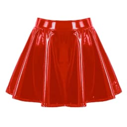 Women's A Line Skirt Glossy Patent Leather Flared Miniskirt Dance Performance Skirt Clubwear Cosplay Retro Style