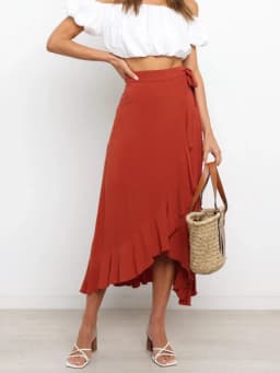 Summer Long Skirts For Women 2026 Fashion Lace Up Irregular Solid Color High Waist Bodycon Black Skirt Female Pink Chiffon Skirt